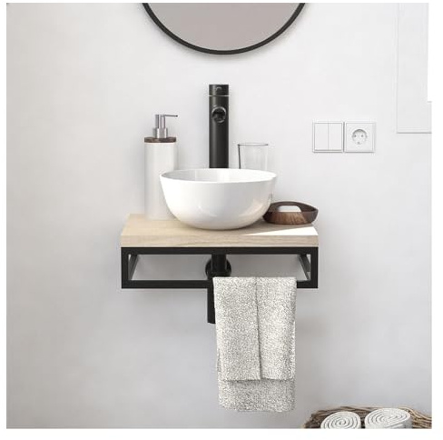 SOHO - Mobile lavamani piano sottile e porta asciugamano sotto lavabo bianco
