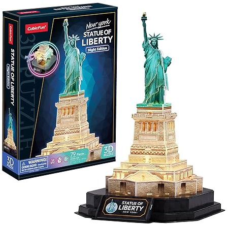 Puzzle 3D - Statue De La Liberté LED | Maquette A Construire | Puzzles 3D Adulte Et Puzzle 3D Enfant 8 Ans | Maquette Jouet Enfants | 79 Pièces