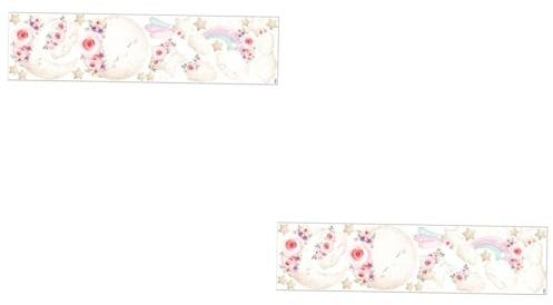 ibasenice 2stücke Cartoon Wandsticker Selbstklebend Für Kinderzimmer Süße Wanddekoration Mit Mond Sternen Und Blumen Abnehmbar Für Babyzimmer Und Wohnräume Langlebig Und Leicht