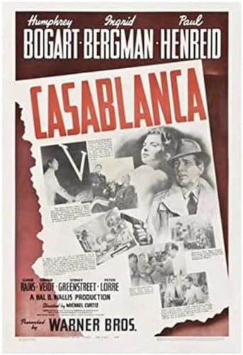 Poster Casablanca Vintage Filmplakat Wandkunst Bilder Poster Und Drucke Filmstills Leinwand Malerei Kunst Wand Home Decor 50X70Cm Kein Rahmen