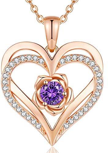 CDE Kette für Damen Rosegold Herz Schmuck 925 Sterling Silber Geschenke | Herz Halskette Geschenk für Frauen Mama mit Anhänger Schmuck Valentinstag Muttertag Geburtstag Weihnachten