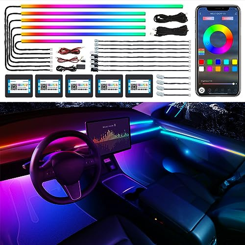 Dreamcolor Acrylic Interior Car LED Strip Light, RGB 18 in 1 with 175 inches 600 LEDs Ambient Lighting Kits, Dual Zone Sound Active LED Strip for Car
