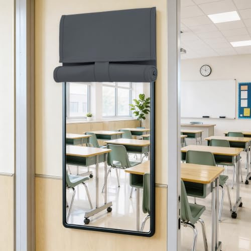 Vatge Grey Classroom Window Curtain - Privacy Tie up Shade Thermal Insulated Small Door Curtain for Classroom/Front Door/Office, 1 Panel, W12 x L40, Grey