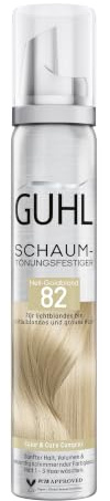 Guhl Schaum-Tönungsfestiger - Farbe 82 - Hell-Goldblond - Für lichtblondes und mittelblondes und graues Haar - Sanfter Halt, Volumen und Farbglanz - Hält 1 bis 3 Haarwäschen