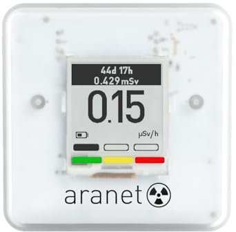 SAF Aranet Détecteur de rayonnement, dosimètre, portable, mesure le taux de dose et la dose totale de rayonnements ionisants, affichage e-ink, autonomie de 4 ans, connexion Bluetooth, application