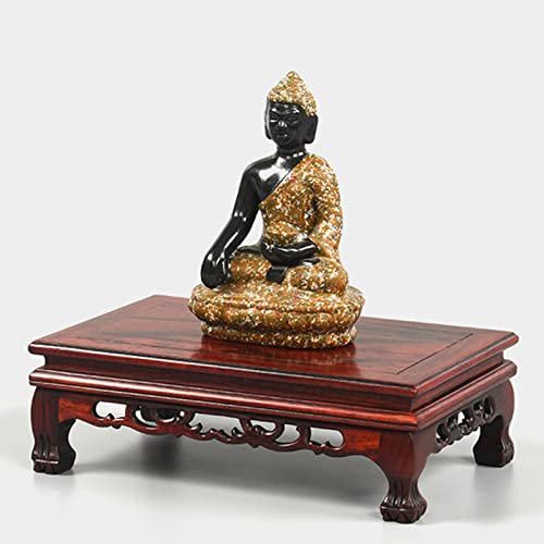 Buddha-Statue-Ausstellungssockel, Rustikaler Dekorativer Rechteckiger Sockel, Topfpflanzenskulptur Aus Rotem Sauerholz, Fischglas-Bonsai-Sockel (Größe: 19,5 X 12,5 Cm/7,7 X 4,9 Zoll) (29,5 X 18,5 Cm/