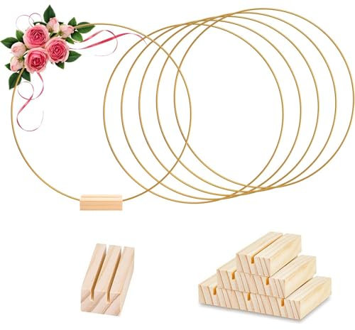 6 Pezzi Cerchio Creativo Per Ghirlanda, Centrotavola Floreale In Metallo 30 Cm, Decorazione da Tavola, Decorazioni Per La Casa In Legno Fai-Da-Te