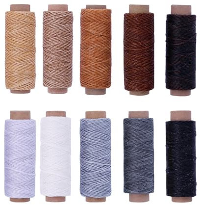 Montesy Leder-Nähgarn, gewachstes Garn, 10 Farben, 150D-Nähgarn, Ledernähgarn, gewachstes Garn für Lederhandwerk