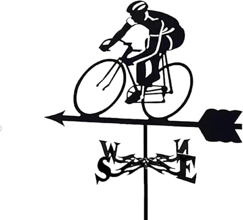 TIECHUINIUB Wetterfahne, klassisches Fahrrad, Metall, Retro-Windfahne, Windrichtungsanzeiger für Garten, Terrasse, Bauernhof, Scheune, Garage, Zaun, Outdoor, Edelstahl-Sprühfarbe, Wetterhahn