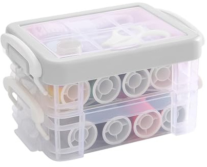 Nähset mit Kunststoffbox für Erwachsene,YMWALK tragbare Nähbox mit Nähzubehör Nadel- und Fadenset, 16-Farben-Faden, Nadeln, Schere, Maßband, Fingerhut zum Ausbessern von Kleidung (Grau)