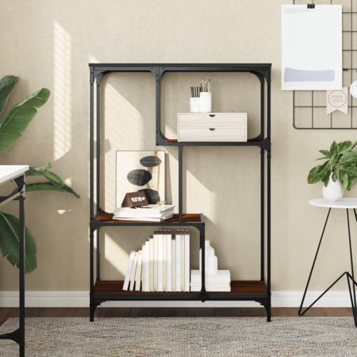 Iiaky Bücherregal Regale FüR BüCherregale Book Shelf Regale BüCherregal Braun Eiche 81x36x115 cm Holzwerkstoff und Stahl