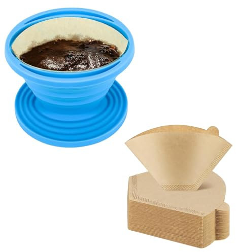 VURYAPI - Filtro de café de silicona, reutilizable y plegable, cafetera manual y soporte para filtro de café para camping, senderismo, supervivencia, viaje