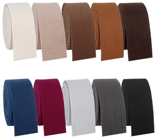 PH PandaHall Cinta de algodón de 18,2 m, 10 colores, 32 mm de ancho, cinta de polialgodón, cinta de costura pesada, correa plana de poliéster para manualidades, collares de mascotas, correa, mochila