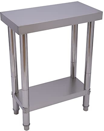 PattenlLevi Edelstahl Küche Arbeitstisch mit 1.5cm Verstellbare Füße Edelstahl Vorbereitung Tisch 300 kg Arbeitsfläche für Catering 2 Lagen Edelstahltisch Zubereitungstisch Verdickte Edelstahl Tisch