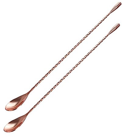 DECHOUS 2pcs Stainless Steel Mixing Spoon Spiral Bar Cocktail Spoon Stirring Stick for Drinks