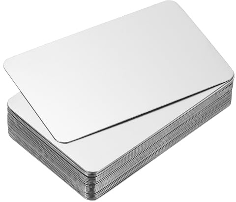 PATIKIL 30 Stück Blanko-Visitenkarten aus Edelstahl, 86x54x0,5mm(Stärke) Hochwertige Metall Visitenkarten für Laserdruck, Hochwertige Haptik, Hohe Härte, Schmutzabweisend, Silber