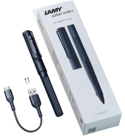 LAMY Safari Note+ Digitaler Stift inkl. Laser-Gravur, kompatibel mit verschiedenen iPad Modellen, USB-Ladekabel (Steel Black)