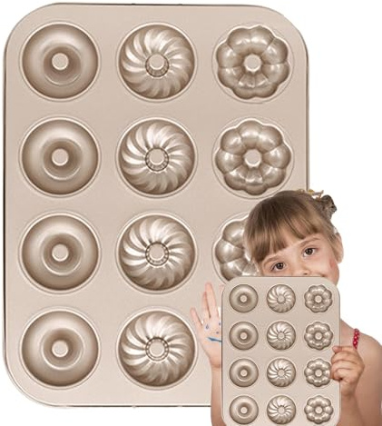 Eventerde Donut Pan, Donut Stampo | Stampo per panetteria antiaderente per ciambelle in acciaio al carbonio per cucina,Forniture di cottura resistenti al calore Shaper per muffin per torta per