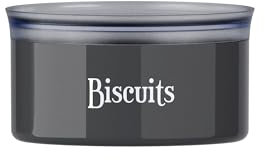 Guzzini - Barattolo ovale salvafreschezza con scritta 'Biscuits' (Carbone)