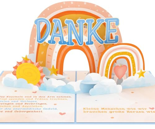 papercrush Pop-Up Dankeskarte für Erzieherinnen, 3D Grußkarte Regenbogen | Abschiedsgeschenk für Verabschiedung von Kindergarten für Kita Erzieherin zum Danke sagen, Abschiedskarte für Dankeschön
