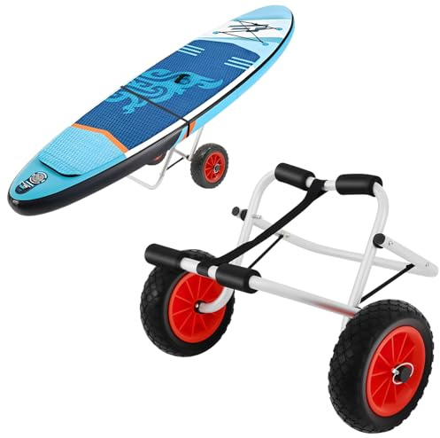 DHQCQL Carrello pieghevole in lega di alluminio per kayak con cinghie, supporto per barche canoa o kayak, carrello per il trasporto di barche, fino a 80 kg