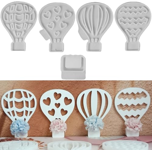 4 stampi in silicone per colata a forma di mongolfiera, stampo in silicone con cuore in gesso, per versare stampi in silicone, per l'estate, Natale, per candele fai da te, in gesso (A)