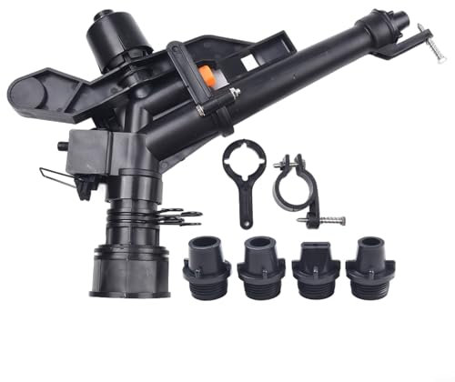 Irrigatore d'acqua da giardino, spruzzatore rotante a 360 gradi regolabile con 4 ugelli attacco filettato femmina per sistema di irrigazione per fattoria frutteto prato 3,8 cm 47 mm