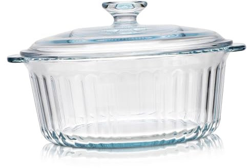 ABOOFAN Elegant Round Glass Casserole Dish Lid Multi-purpose Oven Bakeware for Cooking and Serving