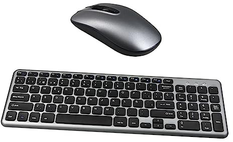 Angoily Teclado Inalambrico Silencioso para Ratón Ergonómico Combo Teclado Ratón Sin Cables Alcance