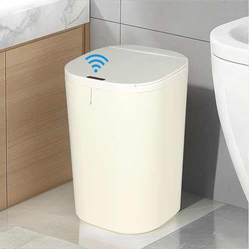SternSinn 20L Papelera Baño, Cubo de Basura Automático con Tapa, Cubos Basura con Sensor, Cubo Basura Baño IPX5 Impermeable para Dormitorio, Baño, Cocina, Oficina (Blanco)