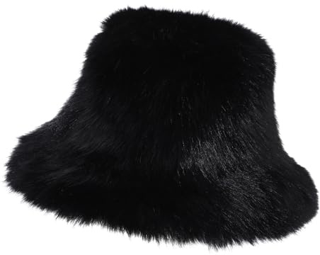 Dokurry Damen Winter Fellmütze - Fake Fur Bucket Hat, Warme Flauschige Bucket Hat für Damen Für Kaltes Wetter & Tagesgebrauch