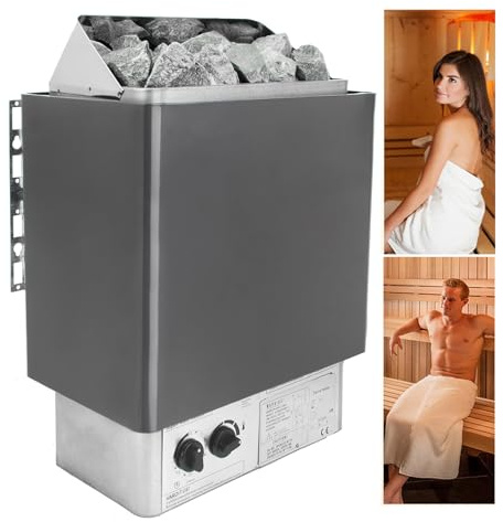 Stufe elettriche per sauna, stufa elettrica per sauna in acciaio inossidabile da 3 kW-6 kW, stufa per sauna secca con controllo interno per bagno turco, spa, hotel, casa, timer: 0-180 min, temperatu