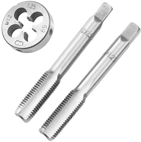 OYSKGNCMW Juego de machos y terrajas manuales M12 x 1,25, machos y terrajas de roscado métrico M12 x 1,25 mm, para Mano Derecha