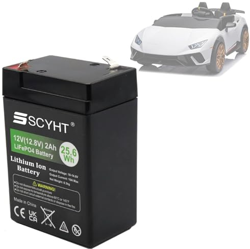 SSCYHT Batteria al litio 12V 2Ah Batteria LiFePO4 6V 4Ah Batterie macchinine giocattolo 12V Batterie ricaricabili per luci di emergenza con BMS per motori inferiori a 25W,12v2ah 1pack