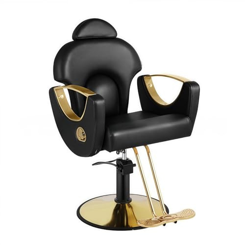 Silla de barbero reclinable para salón de Belleza Sillas de barbero giratorias de 360 Grados Estilista de peluquería Silla de salón de Tatuajes Equipo de Peinado,Negro