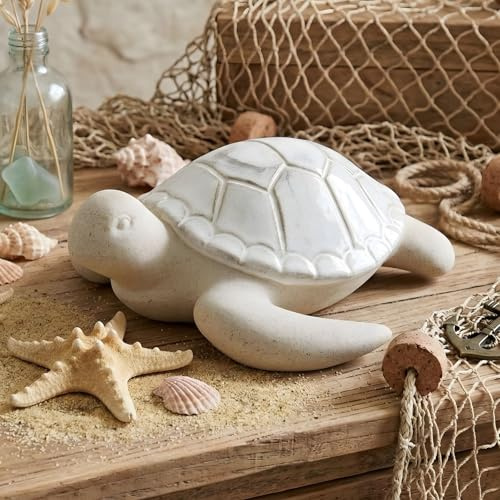 Dekoleidenschaft Dekofigur Schildkröte aus Porzellan, 22x21 cm, Turtle Figur, Maritime Deko