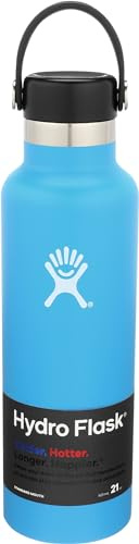 HYDRO FLASK - Trinkflasche 621ml (21oz) - Isolierte Wasserflasche aus Edelstahl - Sportflasche mit auslaufsicherem Flex Deckel & Gurt - Thermoflasche Spülmaschinenfest - Kleine Öffnung - Pacific