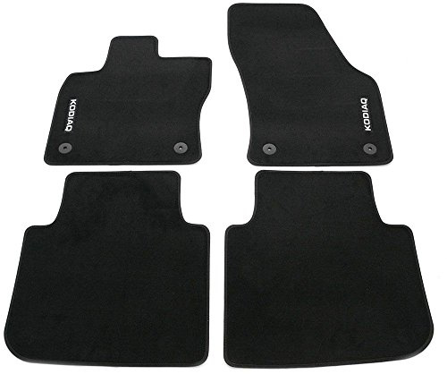 Skoda 566061404 Standard Textil Fußmatten 4X Stoffmatten Velours mit KODIAQ Schriftzug, schwarz
