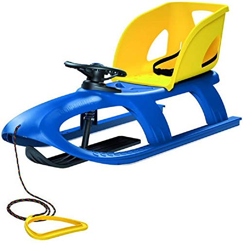 Babyshoppen Kinderschlitten Bullet Control blau mit abnehmbarem Sitz und Lenkrad mit Hupe