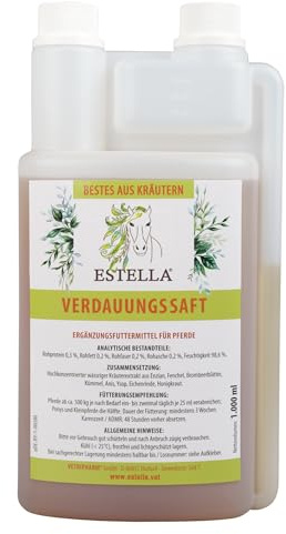 ESTELLA Verdauungssaft | 1 Liter | Ergänzungsfuttermittel für Pferde | Mit Enzian & Fenchel