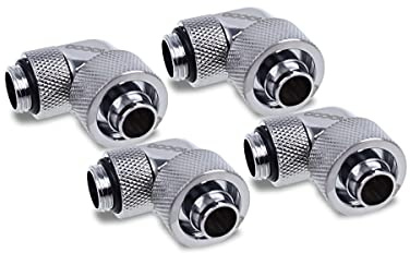 Alphacool Eiszapfen 16/10 mm Kompression, 90°, schwenkbar, G1/4-4 Stück, Set Chrom