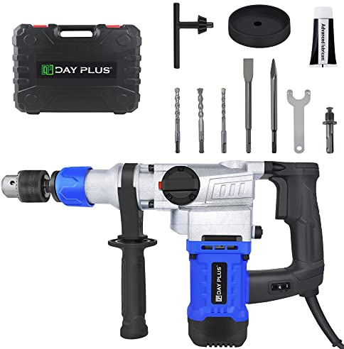 1080W Rotary Hammer Drill with SDS-Plus, Multifunctional Electric Hammer Vibration Control & Safety Clutch Power Drill Breaker 4 Modes Drilling 6 Variable Speed,Professional Chisels and Drill Bits