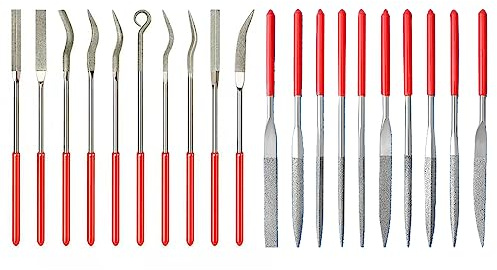 Vastsea 20 stycken nålfilar, diamantnålfil-set, nålfil-set, bekvämt handtag, för stål, glas, keramik och mycket mer