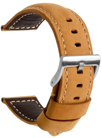 TStrap Correa Cuero Reloj – Negro Vintage GruesaPulsera Relogio Hombre – Piel Autentica Brazalete Reloj InteligenteHebilla – 20mm 22mm 24mm