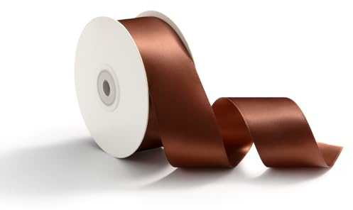AOKSUNOVA Geschenkband Satinband Hochzeit Dekoband Schleifenband Braun | Edles Satin Geschenkband für Hochzeit, Geschenkverpackung und Dekoration,Glänzendes Schleifenband mit Weicher Stoffstruktur