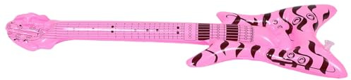 Chitarra Gonfiabile Rosa in Pvc Aspetto Realistico e Design Unico, Leggera per Feste Rock And Roll e Accessori per Musica dal