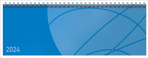 Tischkalender quer Professional Colourlux 2024 blau: 1 Woche 2 Seiten; Bürokalender; Tischquerkalender im Format: 29,8 x 10,5 cm