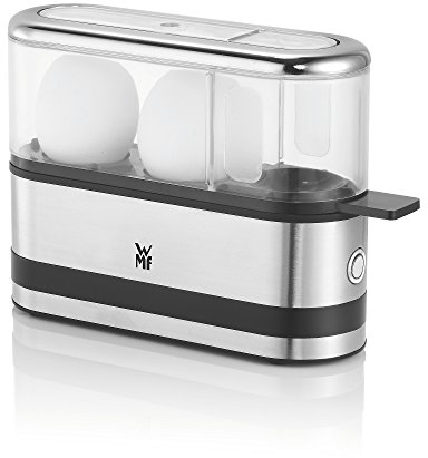 WMF Küchenminis 2-Eier-Kocher, Eierkocher 2 Eier, mit Eipick, BPA-freies Tritan, 250 W, cromargan matt