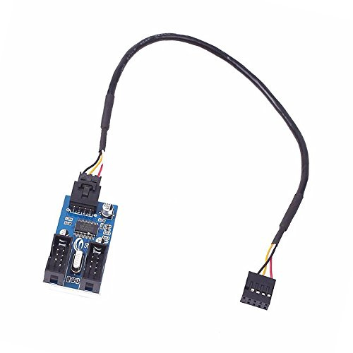 iHaospace Placa Base USB 2.0 Cabecera de 9 Pines 1 a 2 Extensión Hub Splitter Adaptador 30CM Divisor USB 1 a 2 Placa Base Ranura de extensión Conector de 9 Pines Adaptador Puerto Multilier
