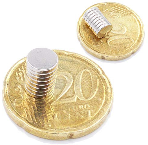Brudazon | 50 Scheiben-Magnete 6x1mm | N52 Güteklasse - Neodym-Magnete | Ideal für Modellbau, Foto, Whiteboard, Werkstatt, Kühlschrank | Magnetscheibe